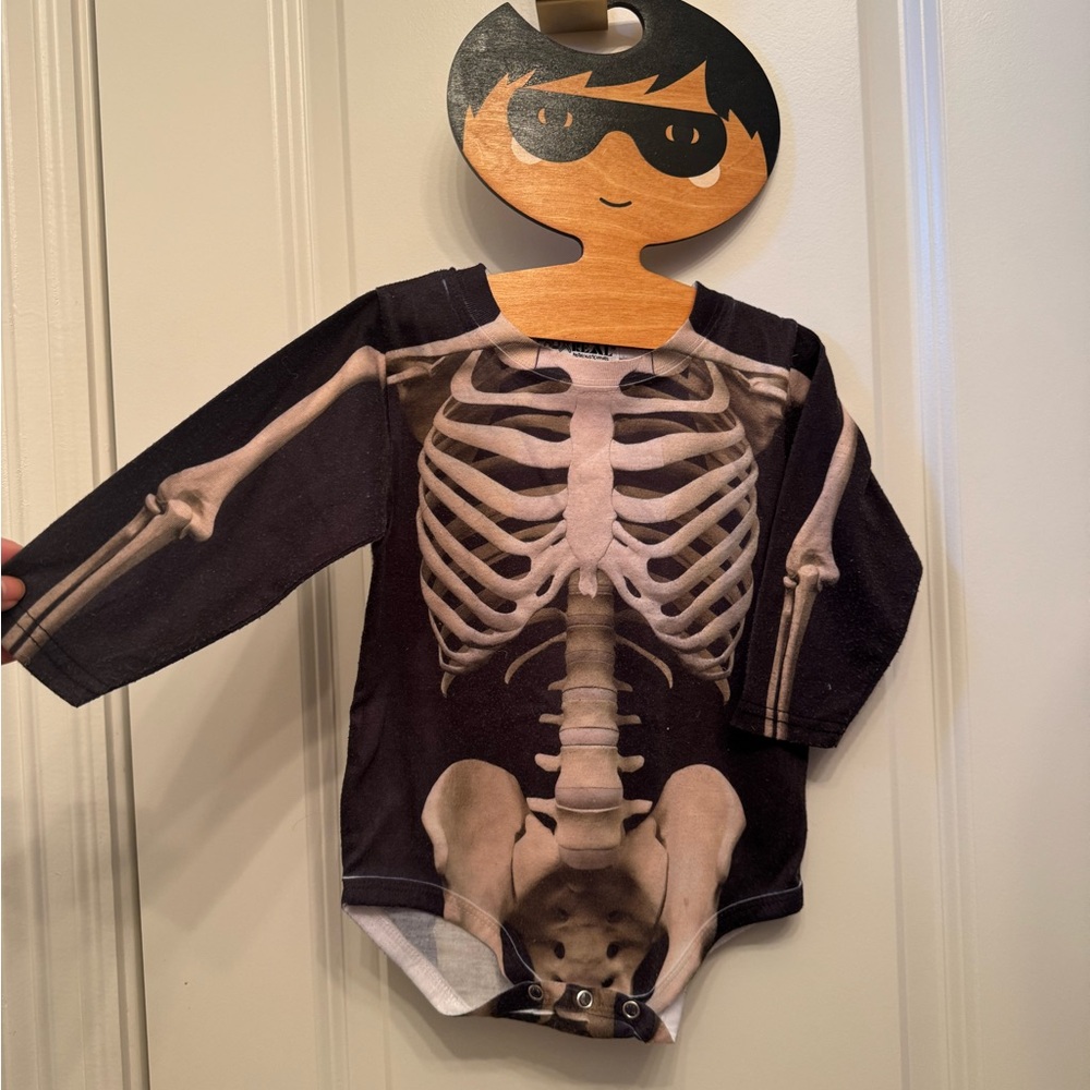 Skeleton Print Kids Costume Bodysuit - Black